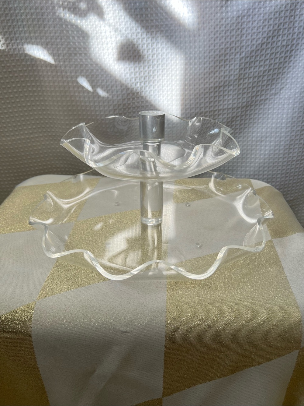 Clear Acrylic Two-Tier Ruffled Dessert Stand